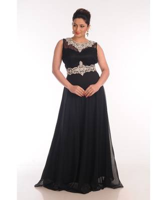 Black georgette embroidered zari work islamic-kaftans 1