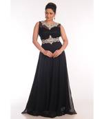 Black georgette embroidered zari work islamic-kaftans