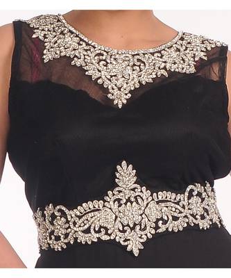 Black georgette embroidered zari work islamic-kaftans 2