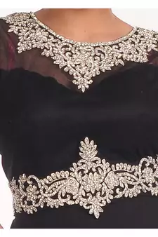 Black georgette embroidered zari work islamic-kaftans