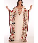Cream georgette embroidered zari work islamic-kaftans