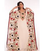 Cream georgette embroidered zari work islamic-kaftans