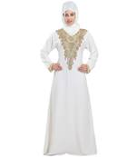 Cream georgette embroidered zari work islamic-kaftans