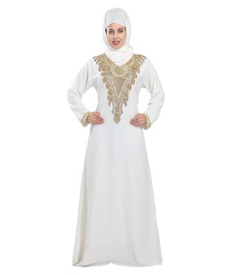 Cream georgette embroidered zari work islamic-kaftans 2