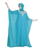 blue georgette embroidered zari work islamic-kaftans