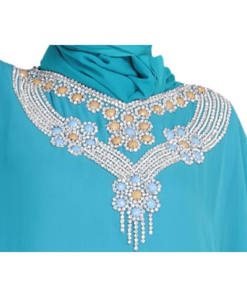blue georgette embroidered zari work islamic-kaftans
