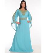 blue georgette embroidered zari work islamic-kaftans