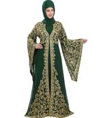 green georgette embroidered zari work islamic-kaftans
