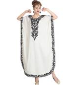 Cream georgette embroidered zari work islamic-kaftans