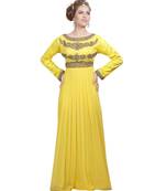 Yellow georgette embroidered zari work islamic-kaftans