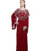 Maroon georgette embroidered zari work islamic-kaftans