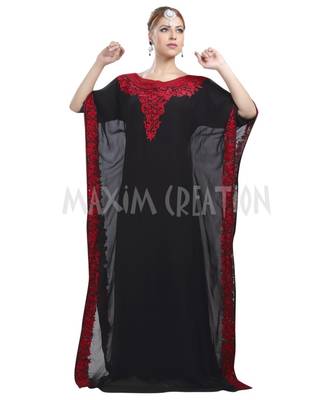 Black georgette embroidered zari work islamic-kaftans 1