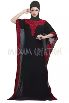 Black georgette embroidered zari work islamic-kaftans
