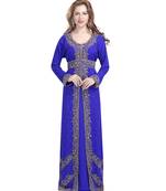 royal-blue georgette embroidered zari work islamic-kaftans