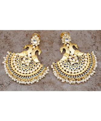 Peacock Polki Chand Bali Earrings 1