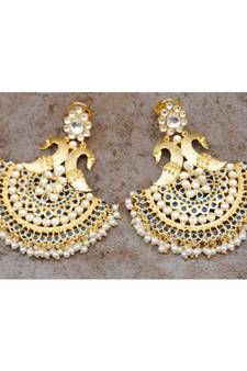 Peacock Polki Chand Bali Earrings