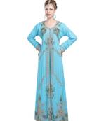 blue georgette embroidered zari work islamic-kaftans