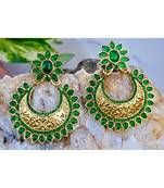 Green Kemp Chand Bali Earrings