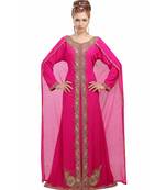 pink georgette embroidered zari work islamic-kaftans
