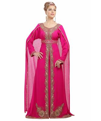 pink georgette embroidered zari work islamic-kaftans 2