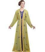 yellow georgette embroidered zari work islamic-kaftans