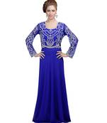 royal-blue georgette embroidered zari work islamic-kaftans
