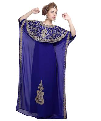royal-blue georgette embroidered zari work islamic-kaftans 1