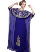 royal-blue georgette embroidered zari work islamic-kaftans