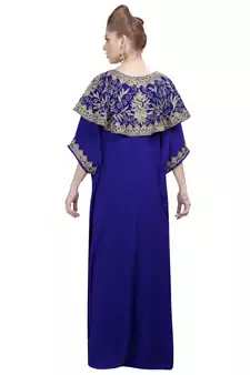 royal-blue georgette embroidered zari work islamic-kaftans