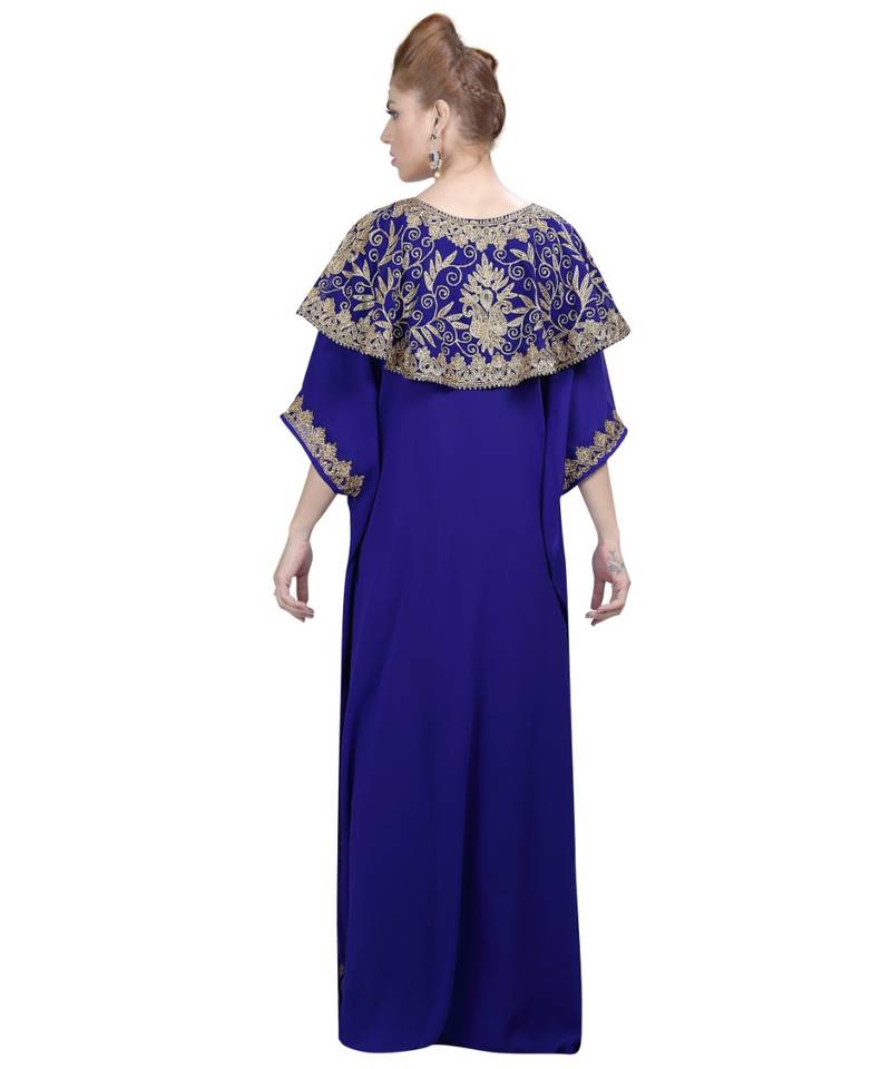 royal-blue georgette embroidered zari work islamic-kaftans