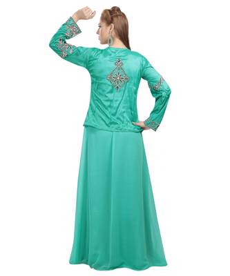 green georgette embroidered zari work islamic-kaftans 1