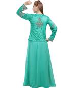 green georgette embroidered zari work islamic-kaftans