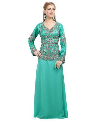 green georgette embroidered zari work islamic-kaftans 3