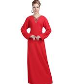 Red georgette embroidered zari work islamic-kaftans