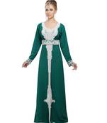 green georgette embroidered zari work islamic-kaftans