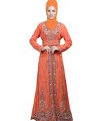 red georgette embroidered zari work islamic-kaftans