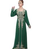 green georgette embroidered zari work islamic-kaftans