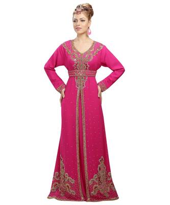 pink georgette embroidered zari work islamic-kaftans 1