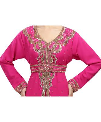 pink georgette embroidered zari work islamic-kaftans 2