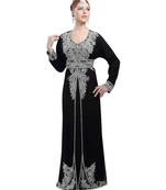 Black georgette embroidered zari work islamic-kaftans