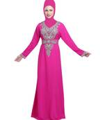 Pink georgette embroidered zari work islamic-kaftans