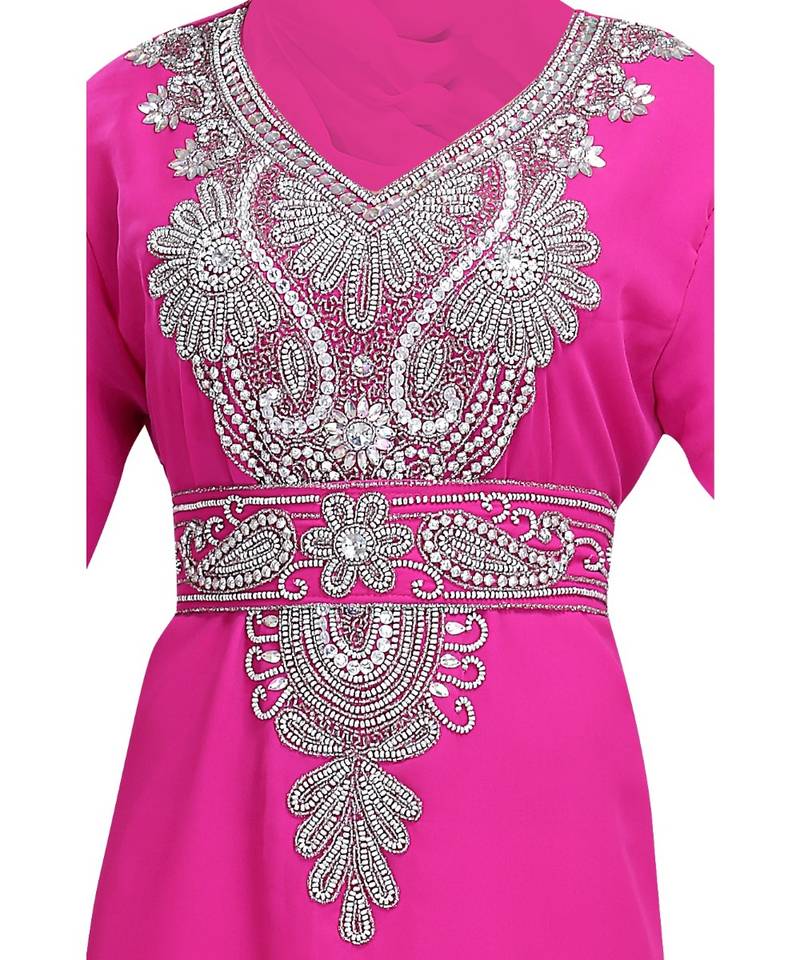 Pink georgette embroidered zari work islamic-kaftans
