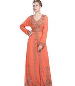 red georgette embroidered zari work islamic-kaftans