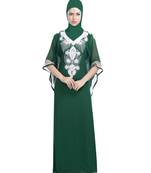 green georgette embroidered zari work islamic-kaftans