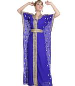 royal-blue georgette embroidered zari work islamic-kaftans
