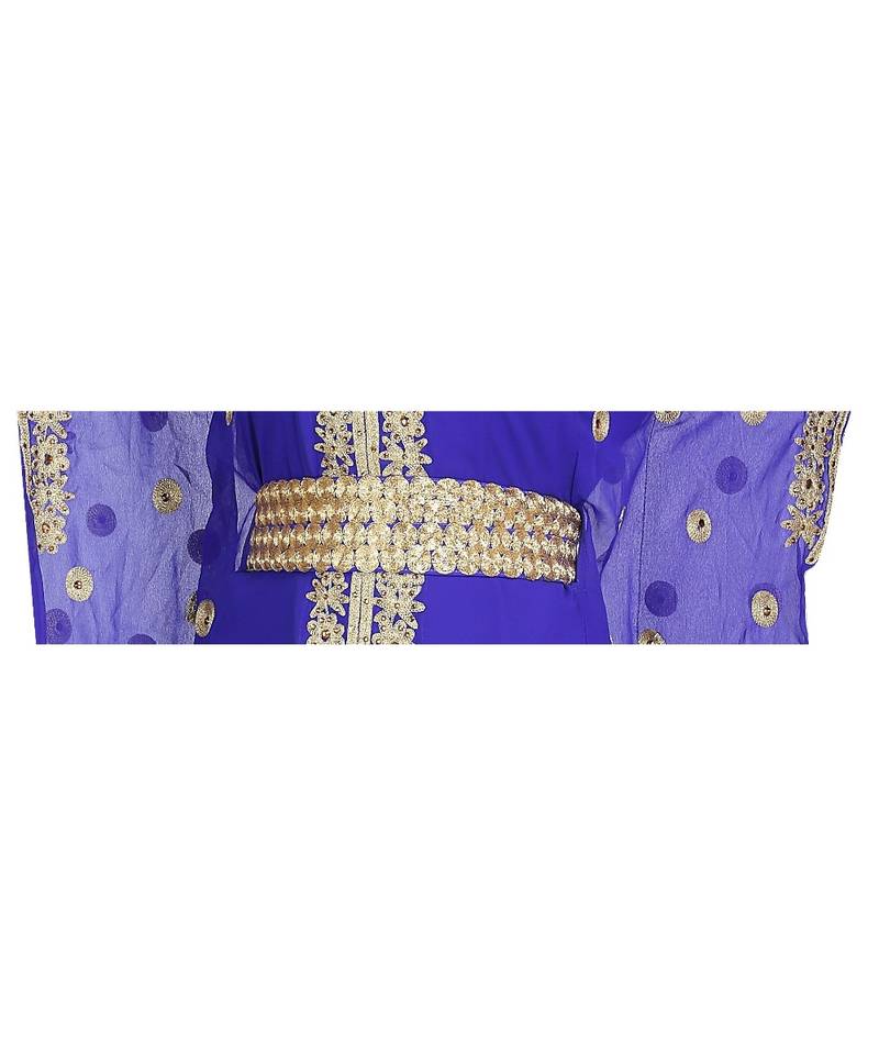 royal-blue georgette embroidered zari work islamic-kaftans