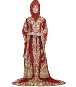 Maroon georgette embroidered zari work islamic-kaftans