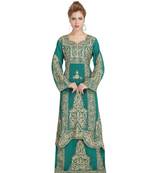 green georgette embroidered zari work islamic-kaftans