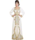 Cream georgette embroidered zari work islamic-kaftans