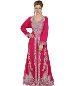 Pink georgette embroidered zari work islamic-kaftans